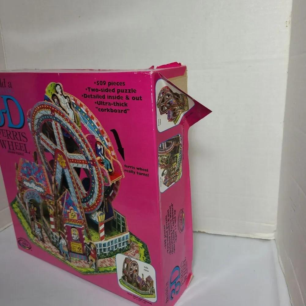 Stagecoach and  Ferris Wheel 3-D Puzzles 2 Jigsaw Puzzles Vintage 1994-95 Ceaco